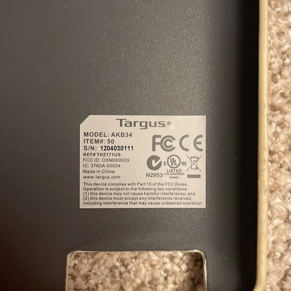 Targus keyboard gentle used.